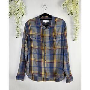 Old Navy Women Large Plaid Flannel Button UP Shirt Boyfriend Regular Fit Grunge